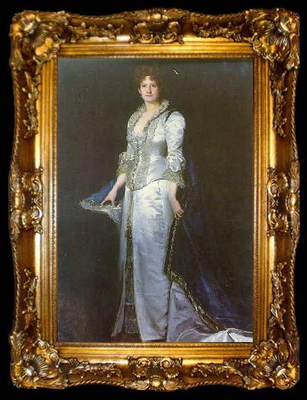 framed  Auguste Chabaud Portrait of Queen Maria Pia of Portugal, ta009-2
